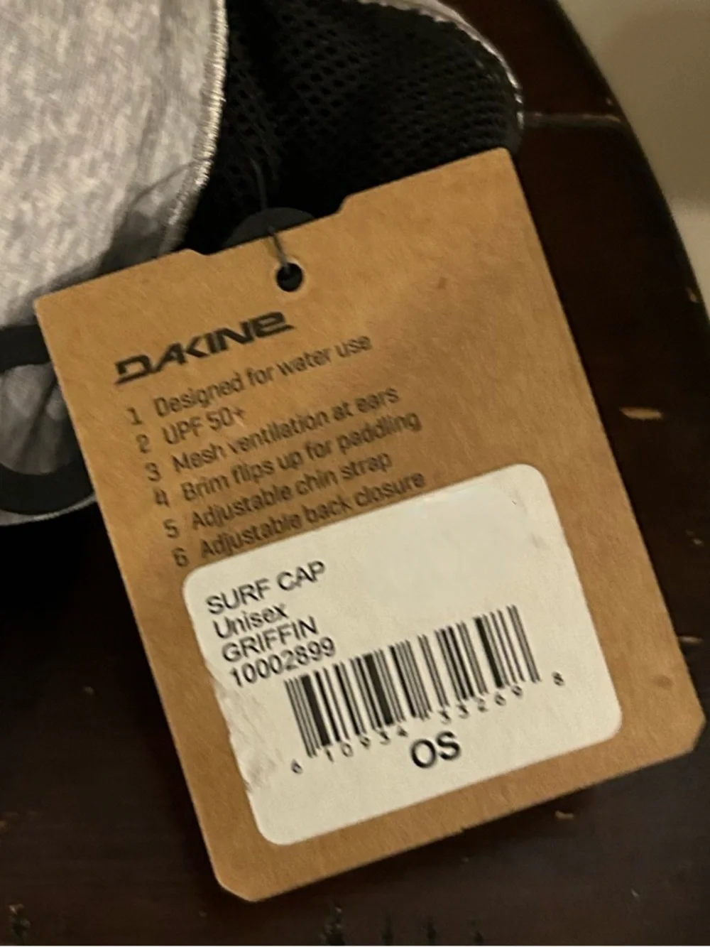 Dakine UPF 50+ Surf Cap Unisex Griffin Light Grey